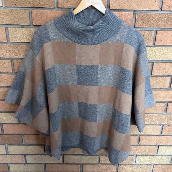 Note di Anita Plaid Checkered Wool & Cashmere Blend Poncho Sweater One Size - Picture 1 of 5